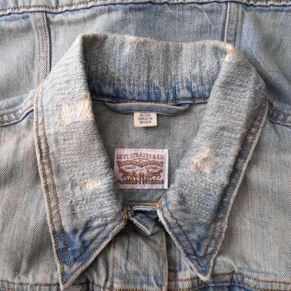 Vintage Y2K Levi's Distressed Light Denim Vest M - Picture 7 of 7